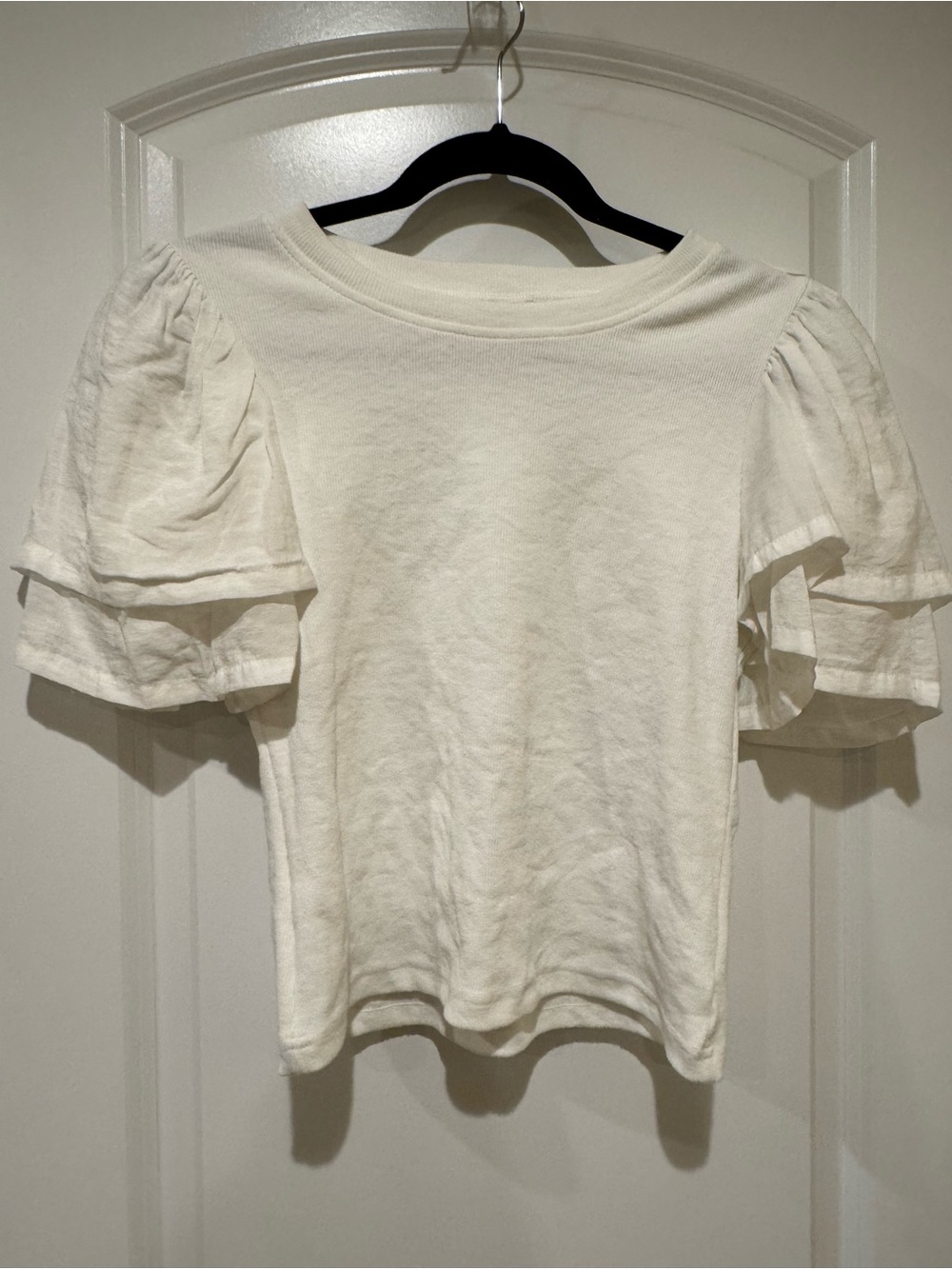 Women's Cream Puff-Sleeve Short Sleeve Top